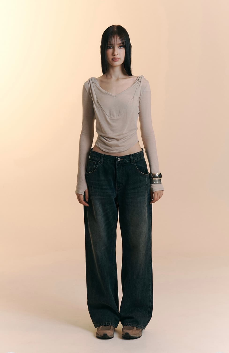 플리즈노팔로우 25 데미지 워싱 와이드 데님 상품이미지5