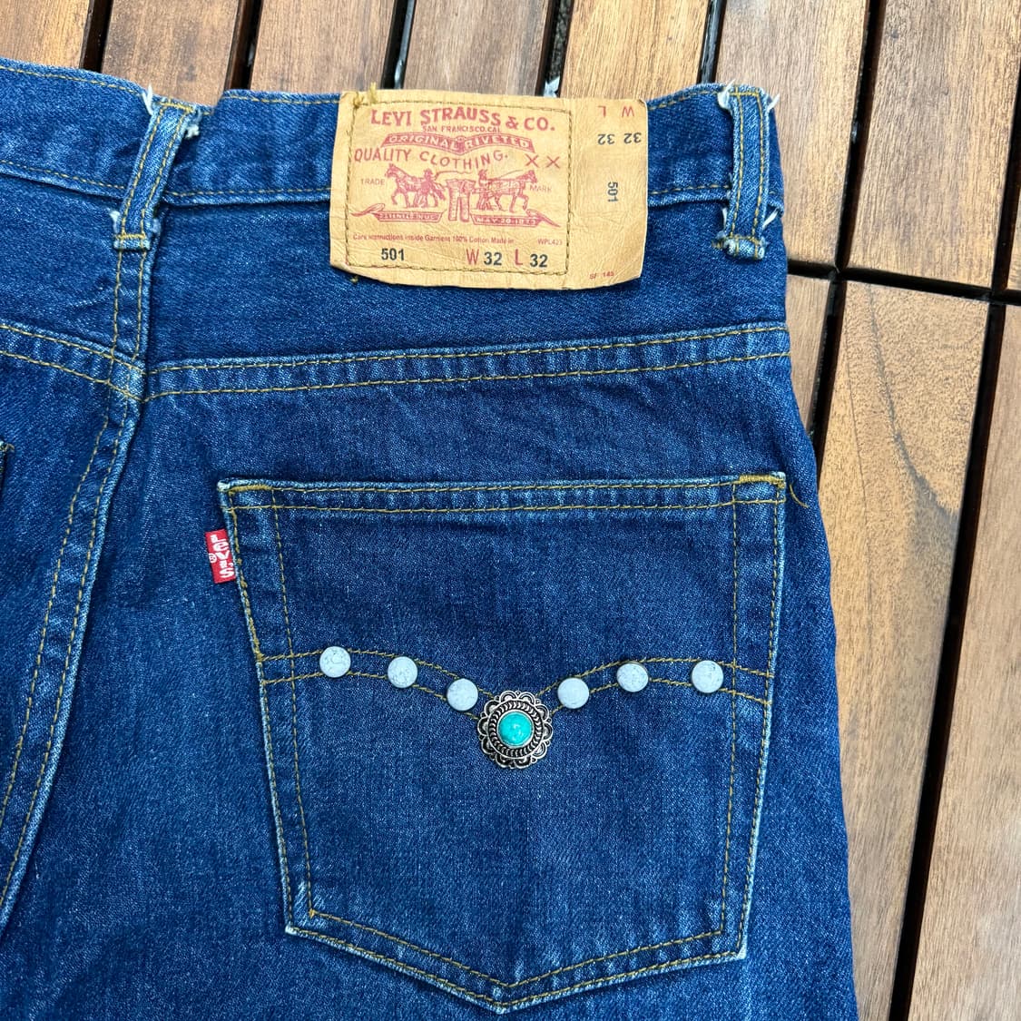 90s 리바이스 501 웨스턴 스터드 데님 made in USA (32) 상품이미지4