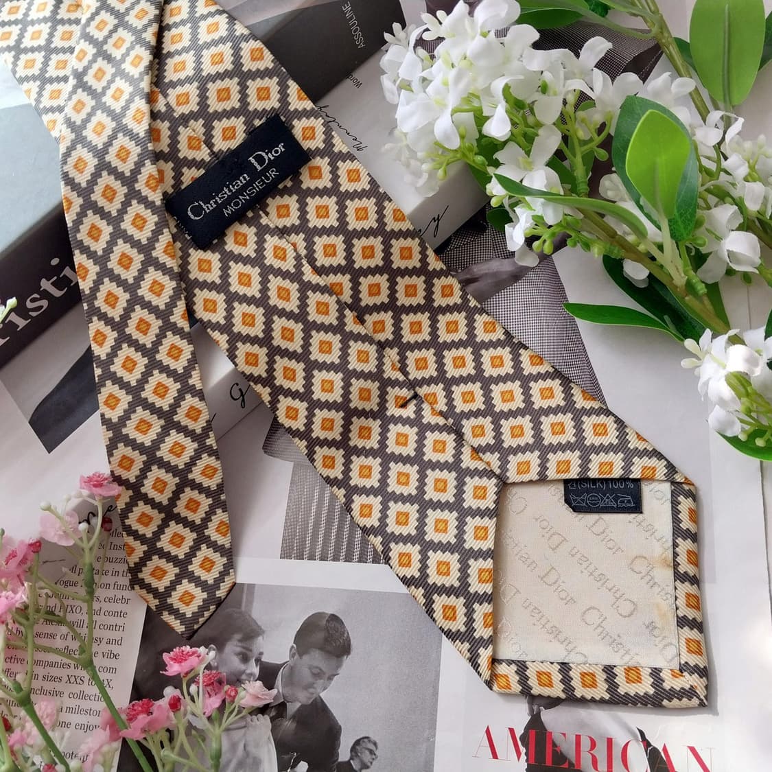 크리스찬 디올 실크 지오메트릭 패턴 넥타이 9.6cm A등급 K2135 상품이미지4