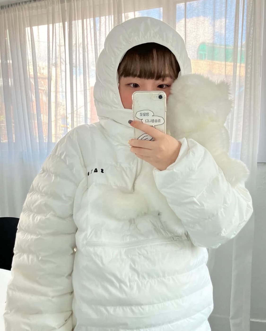 sato 사토 머쉬룸 하프 집 후드 경량 패딩 상품이미지2