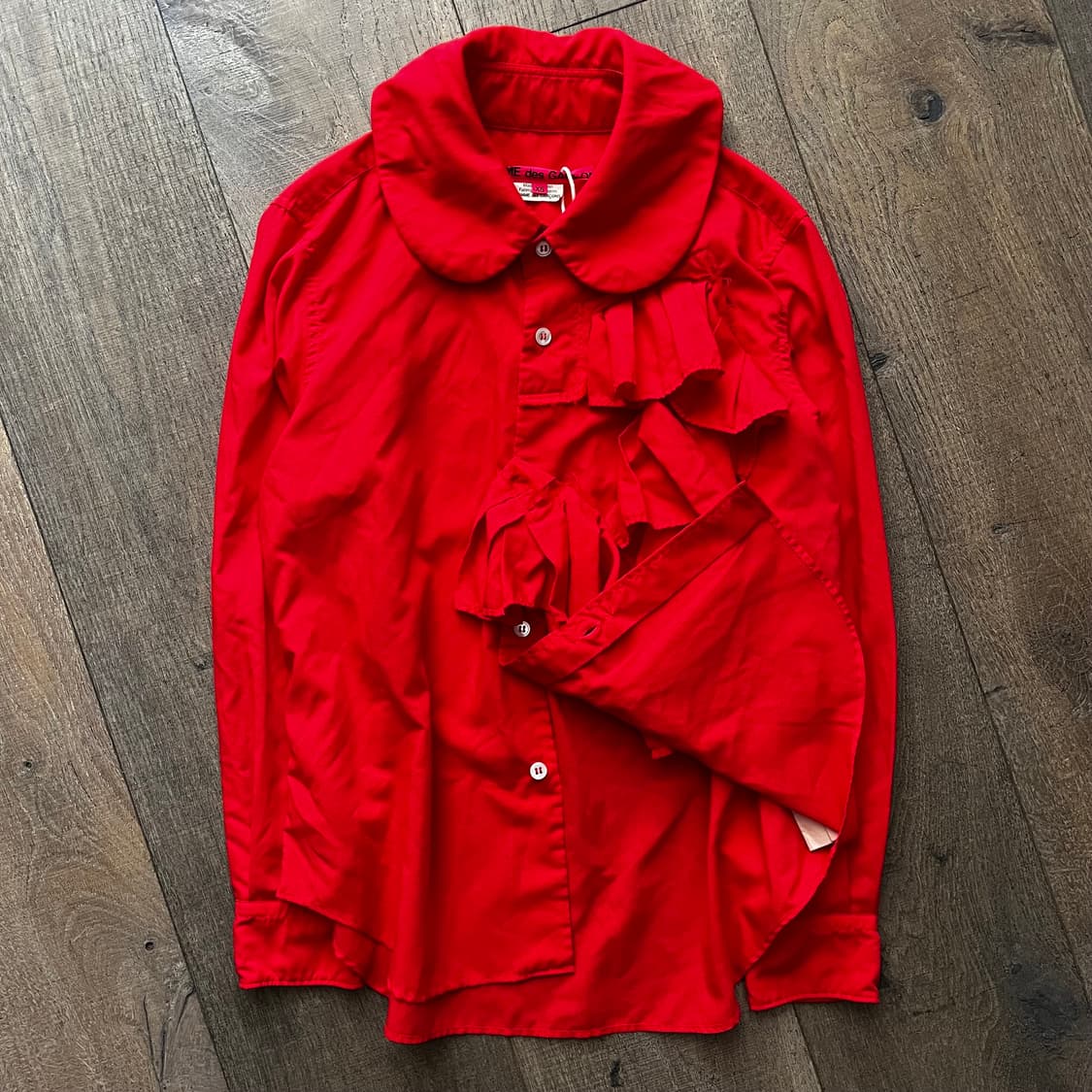 Red Ruffle Big Collar Blouse 상품이미지5