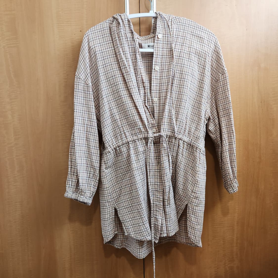 [오늘까지만판매 이후폐기] WEGO 빈티지 무드 체크 후드 블라우스  상품이미지3
