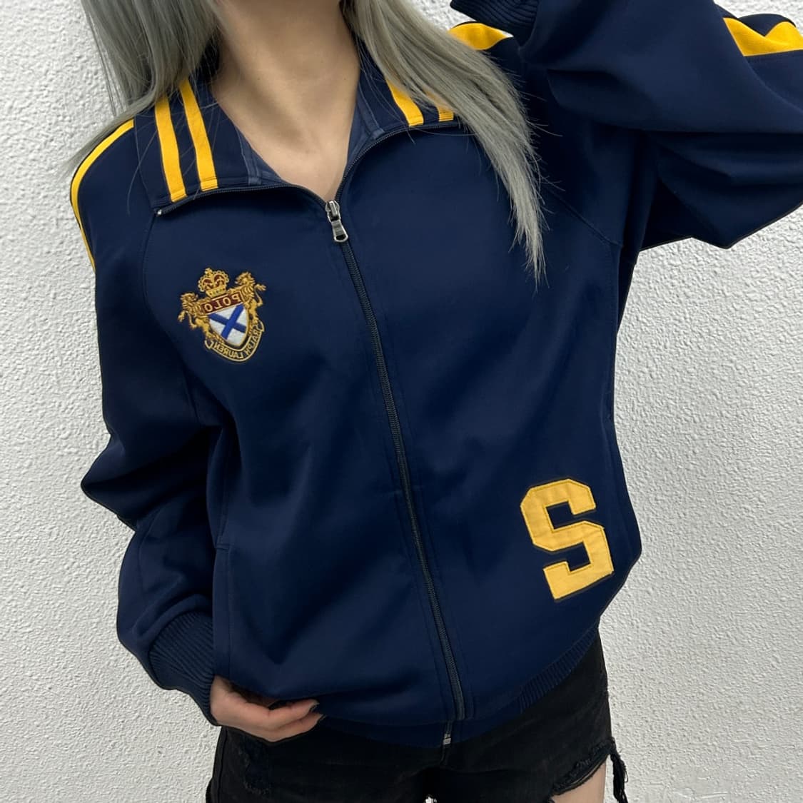 폴로 랄프로렌 옐로우 배색 네이비 트랙탑 L 상품이미지1