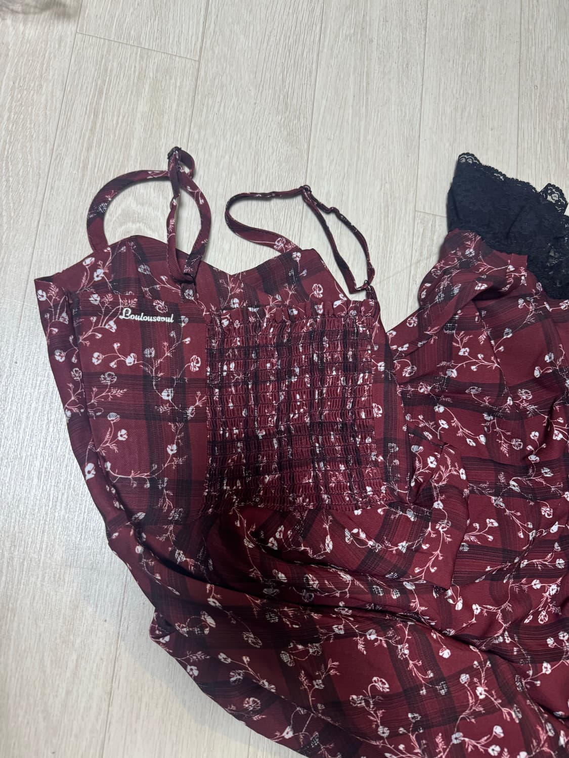 루루서울 체크 플라워 롱 원피스 XS 상품이미지2