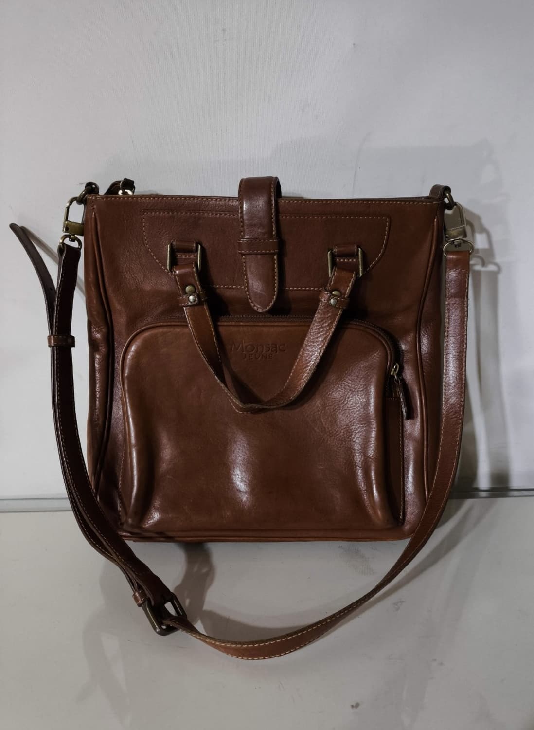 몽삭 00's 에이징 가죽 크로스백 서류가방 상품이미지1