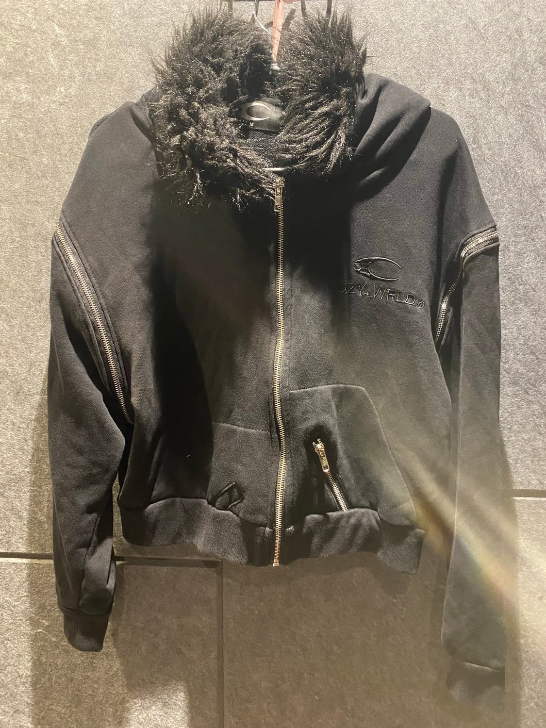 Cozyworldwide fur hood zipup crop blackM 상품이미지3