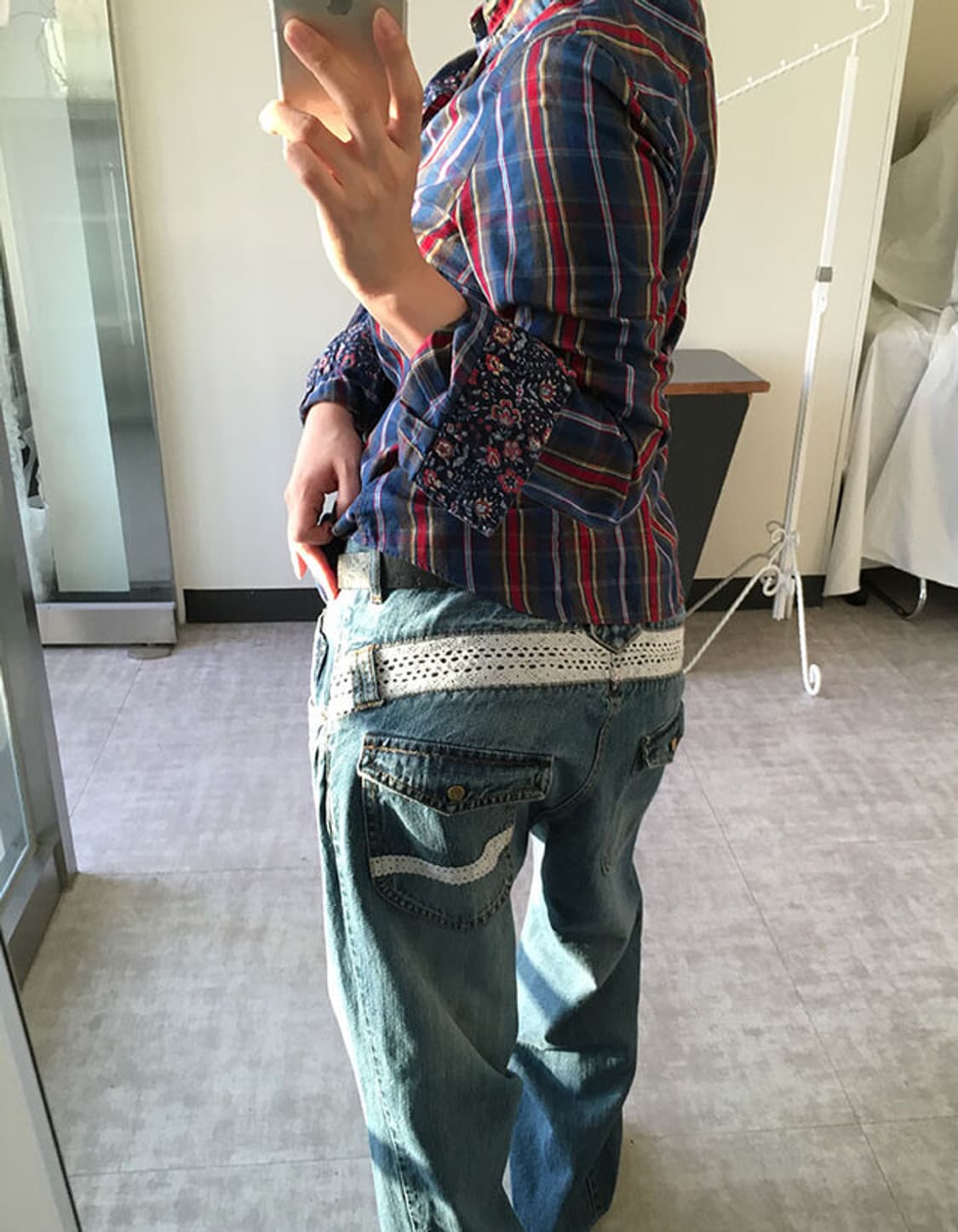 lace point baggy denim pants 상품이미지5