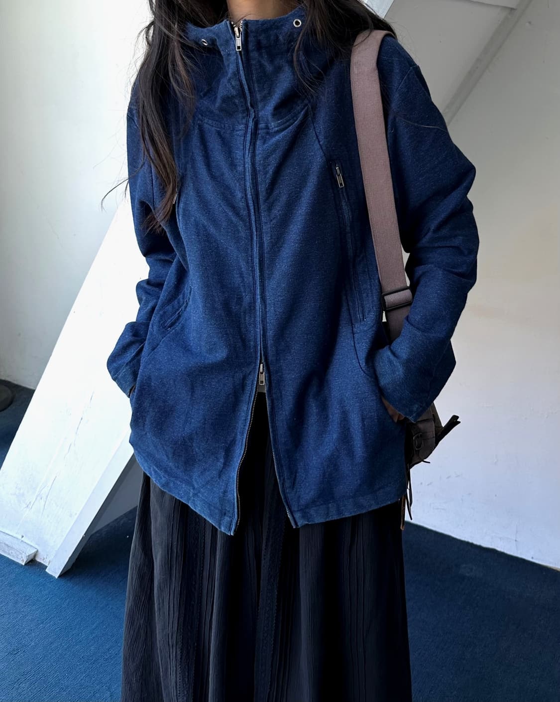 Mild cotton sweat 2way zip hood parka 상품이미지9