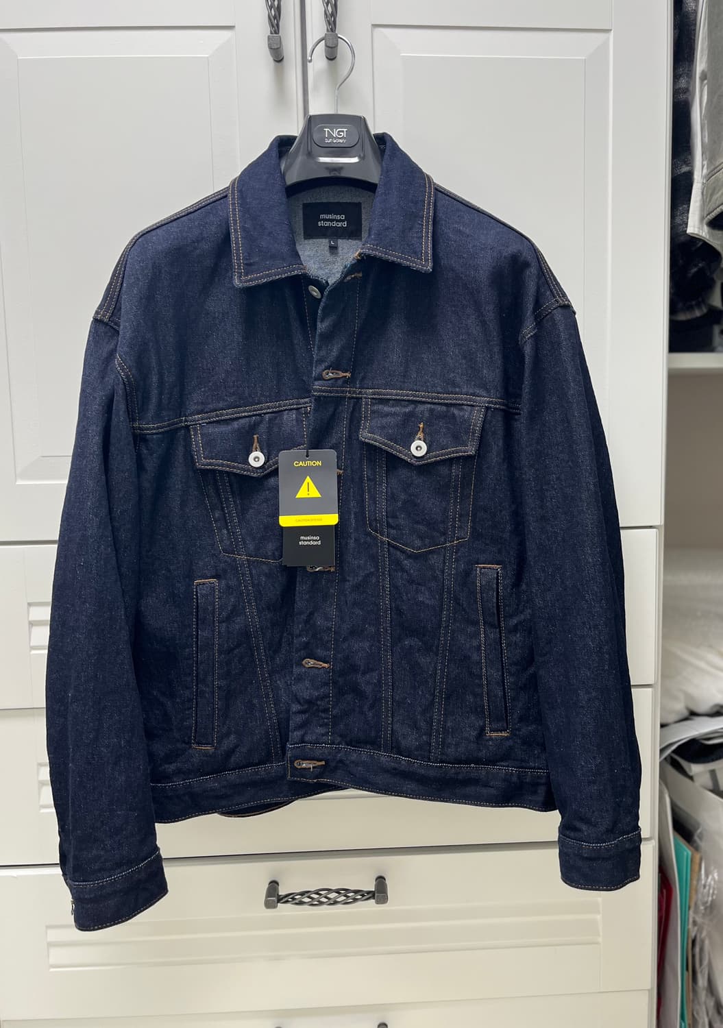 [새상품]무신사 스탠다드 오버사이즈 데님 트러커자켓L[딥인디고] 상품이미지1