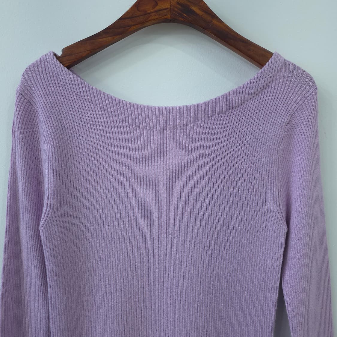 라벤더 골지 보트넥 슬림 니트 상품이미지2
