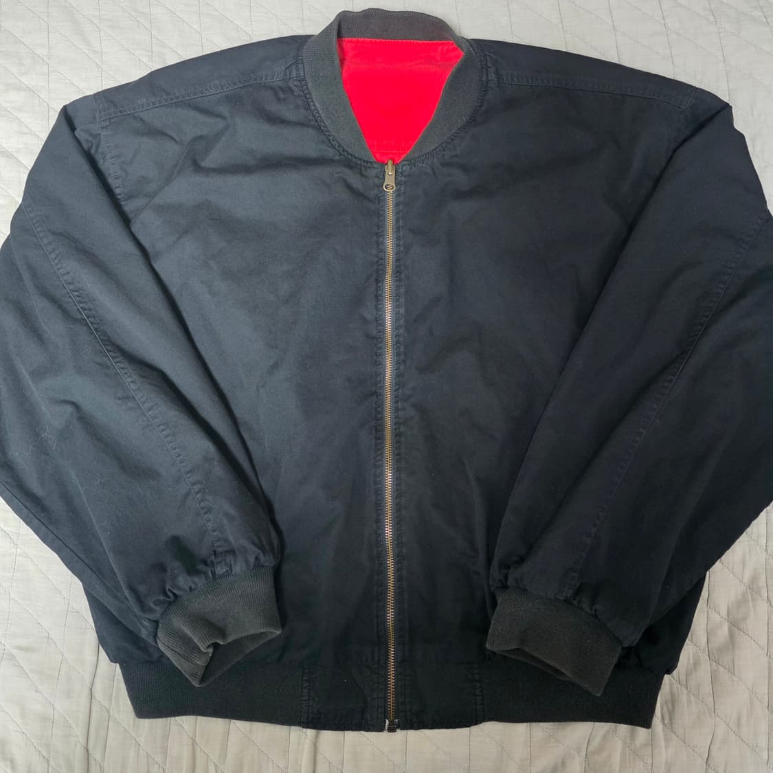 [XL] 90s 빈티지 말보로 리버시블 봄버 자켓 블랙/레드 스테인 상품이미지3