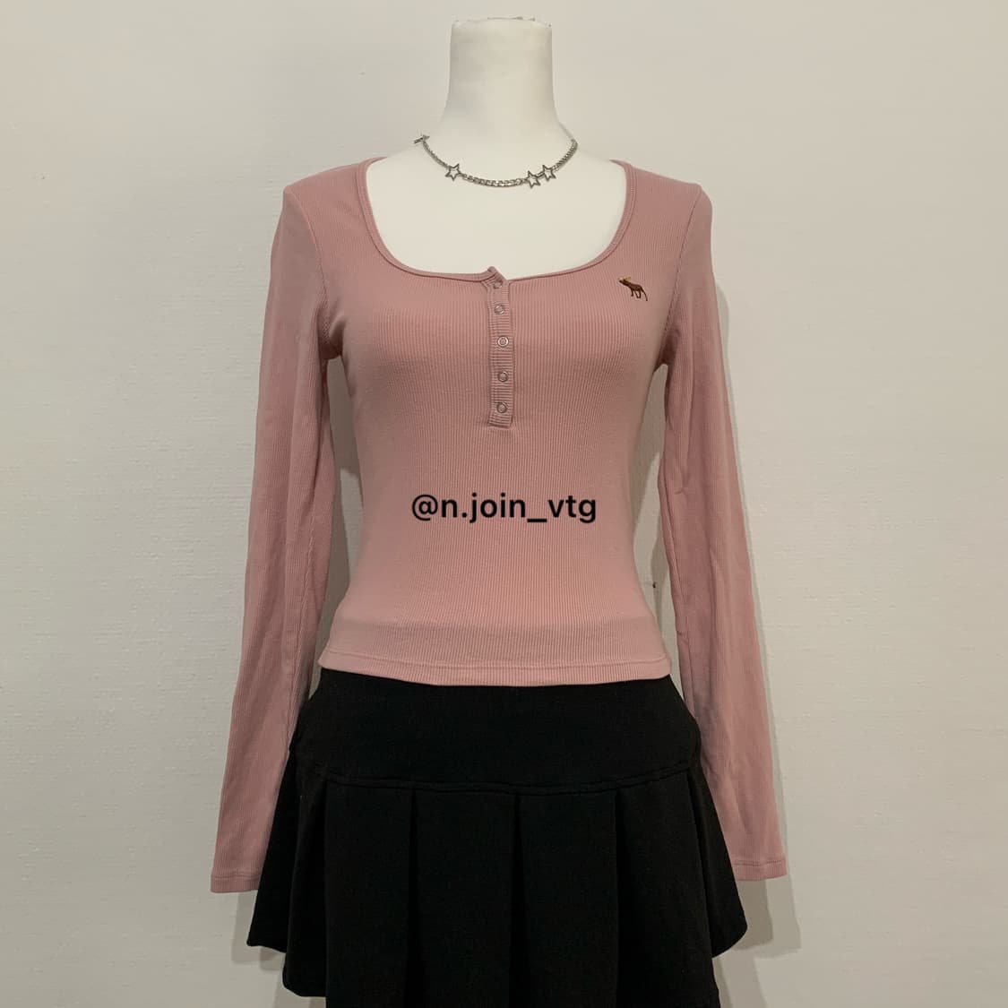 아베크롬비 헨리넥 뮤트 핑크 롱슬리브 상품이미지1