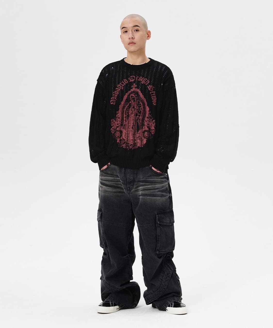 마하그리드 BLESSED MESH KNIT 니트 블랙 L 상품이미지3