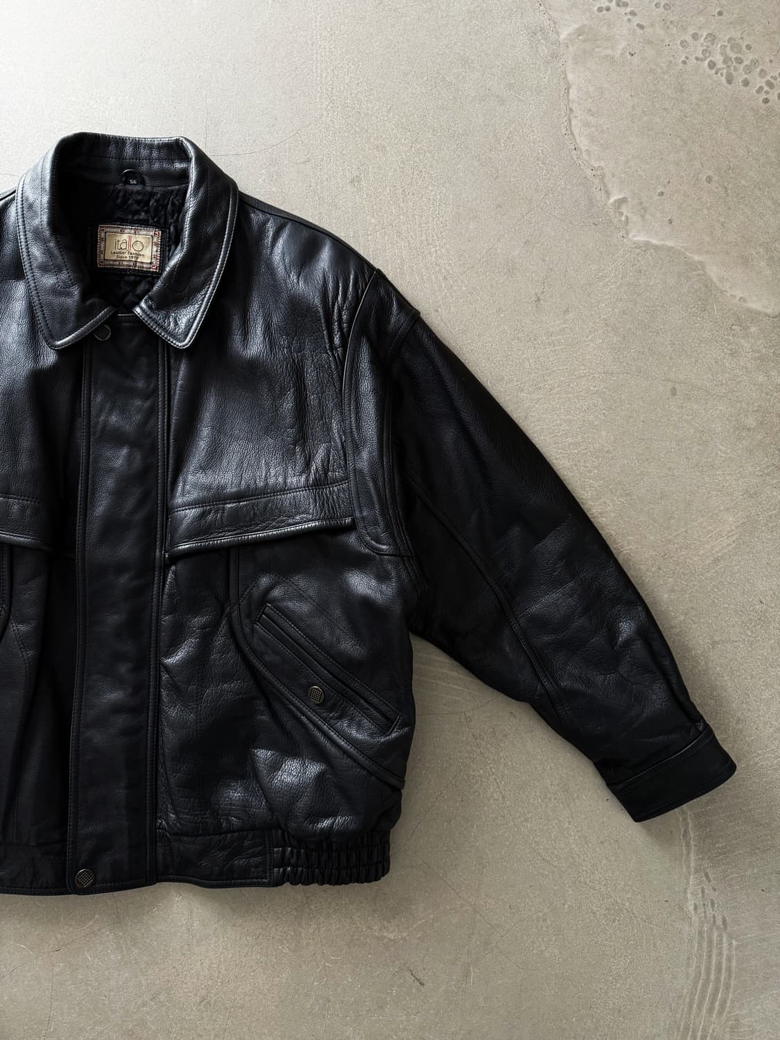 Vintage Genuine Leather Bomber Jacket 상품이미지3