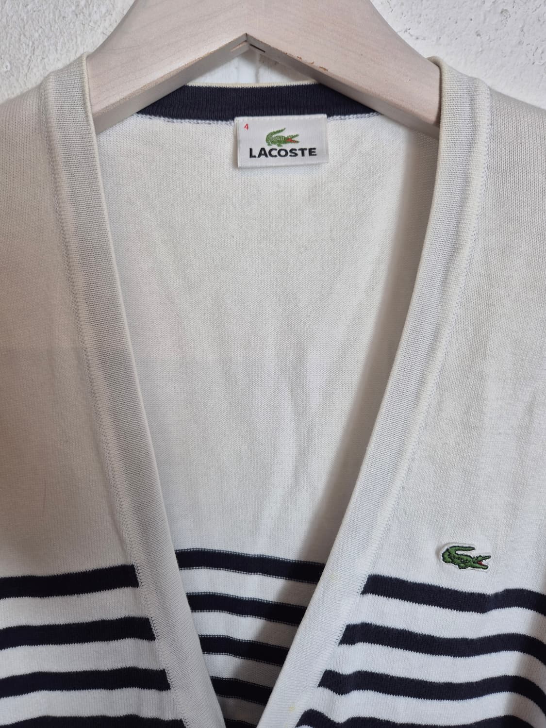 4) 라코스테 스트라이프 가디건 화이트 네이비 100 상품이미지2