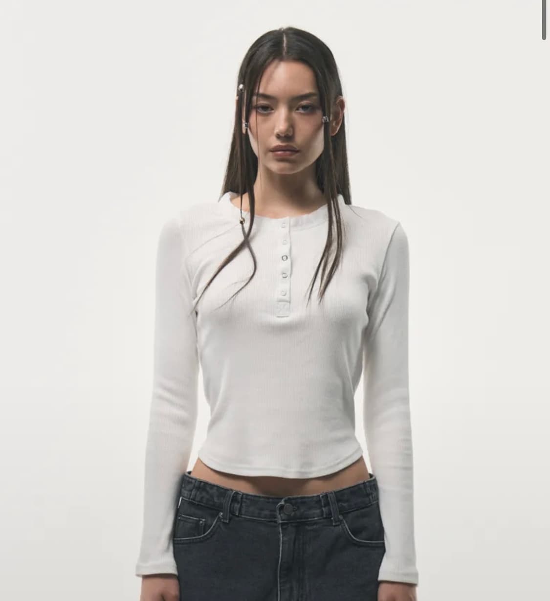 포더웨더 sheer henry neck T-shirt (White) 상품이미지1