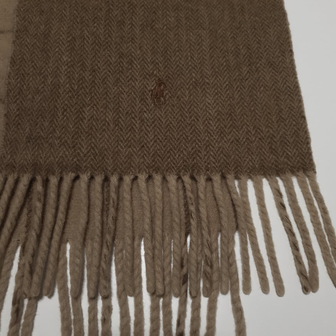 폴로 랄프로렌 포니 체크 리버서블 양면 램스울 머플러 목도리 브라운 상품이미지5