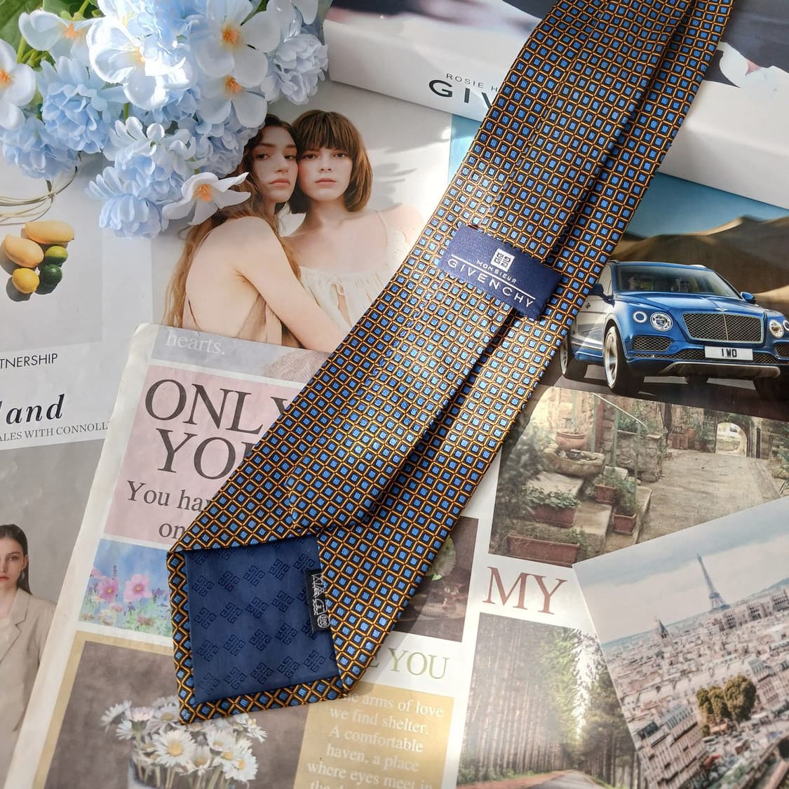 지방시 실크 네이비 기하 패턴 넥타이 9.9cm A+등급 A19612
 상품이미지5