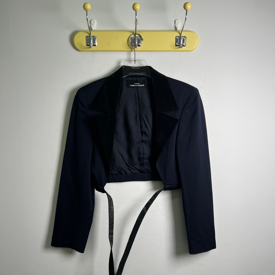 꼼데가르송 트리콧 네이비 벨티드 테일러드 크롭 자켓  상품이미지1