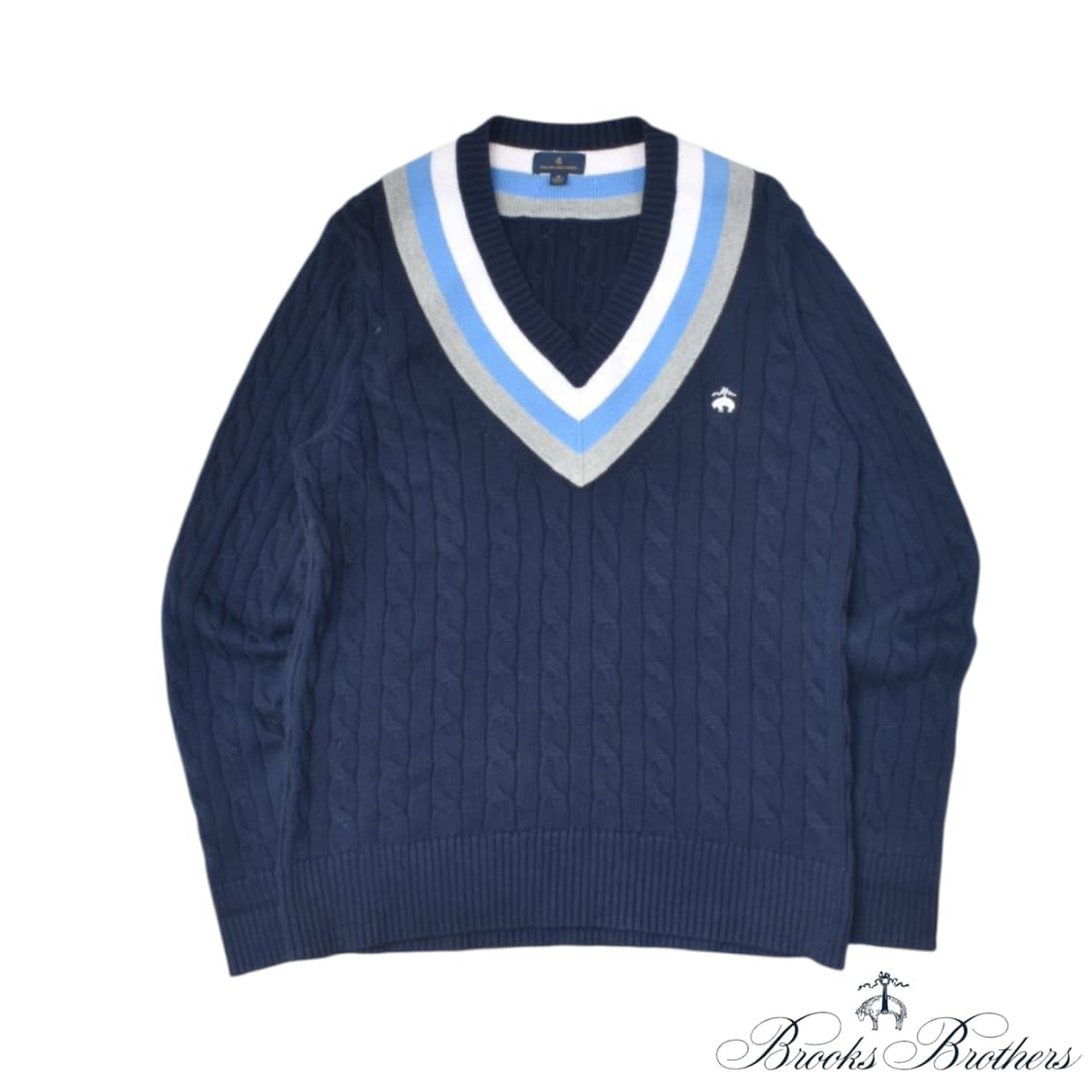 브룩스브라더스 브이넥 프레피 케이블 니트 M 상품이미지1