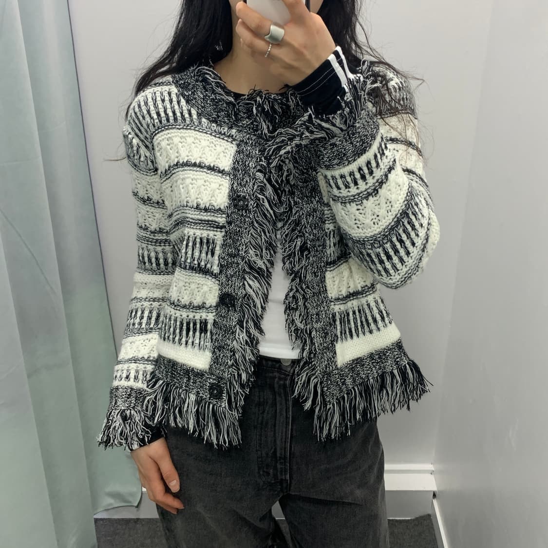 수술 프린지 트위드 가디건 상품이미지5