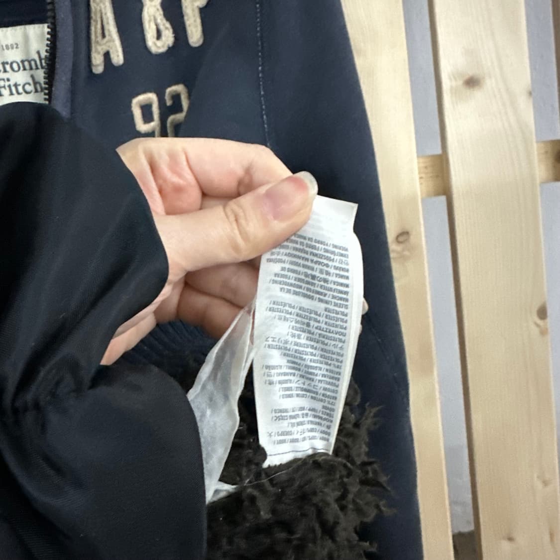 (M) 아베크롬비 데미지 네이비 양털 후드집업 상품이미지7