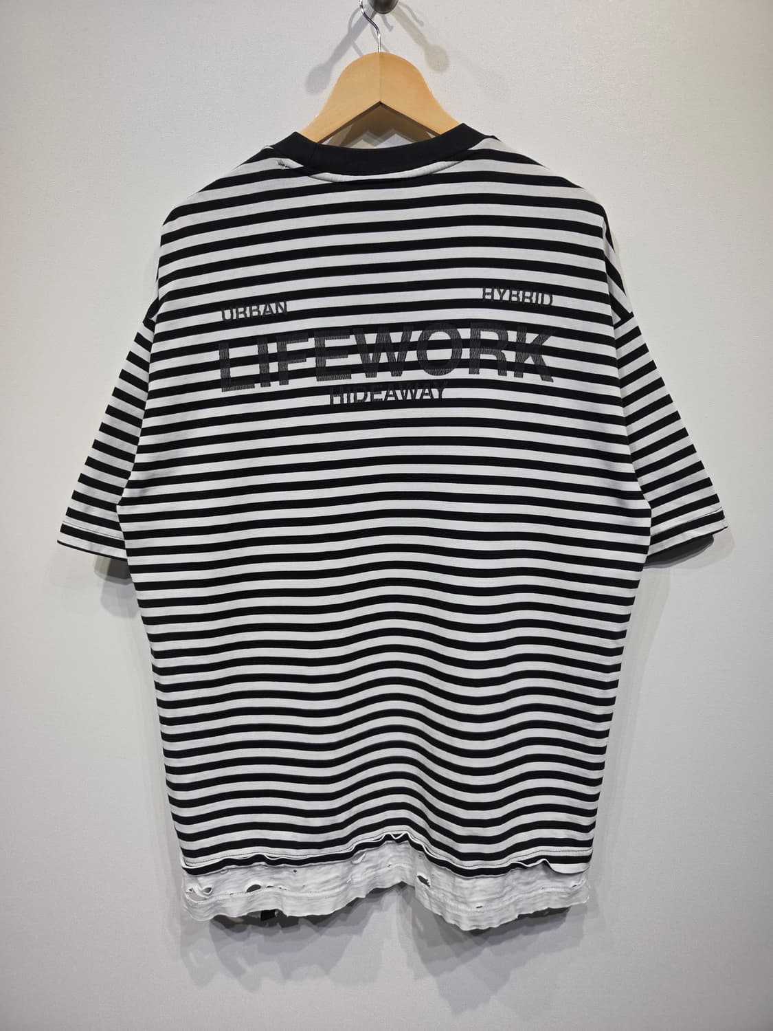 라이프워크 라독 스트라이프 레이어드 데미지 오버핏 반팔 상품이미지6