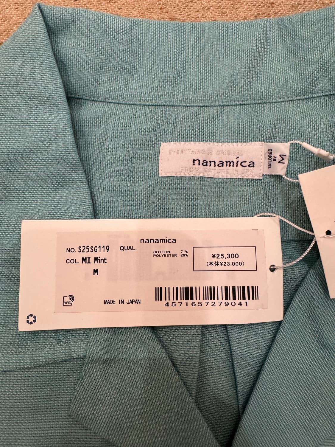 [M][100] 나나미카 오픈카라 파나마 숏슬리브 셔츠 민트 상품이미지8
