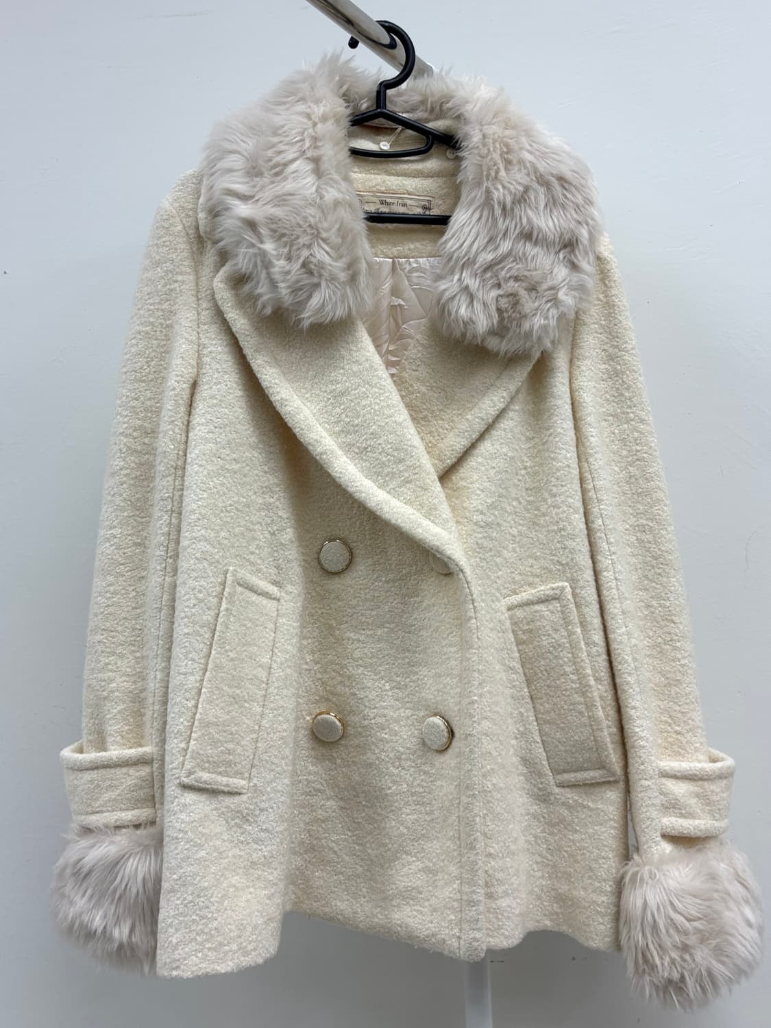 빈티지 화이트 아이보리 더블 코트 상품이미지5