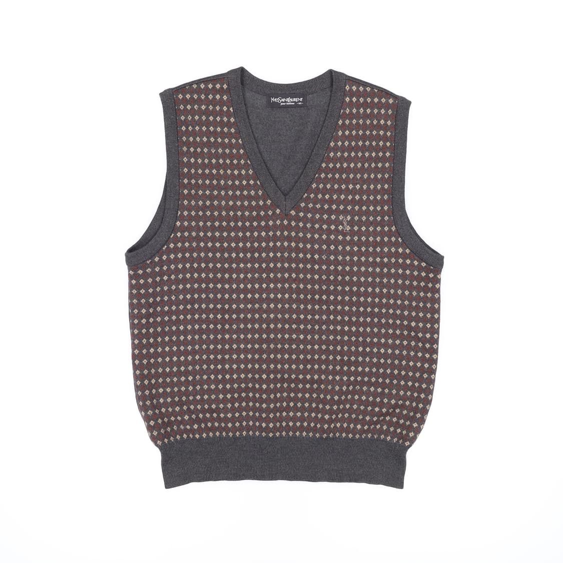 95 입생로랑 빈티지 땡땡이 체크 브이넥 니트 4279 상품이미지1