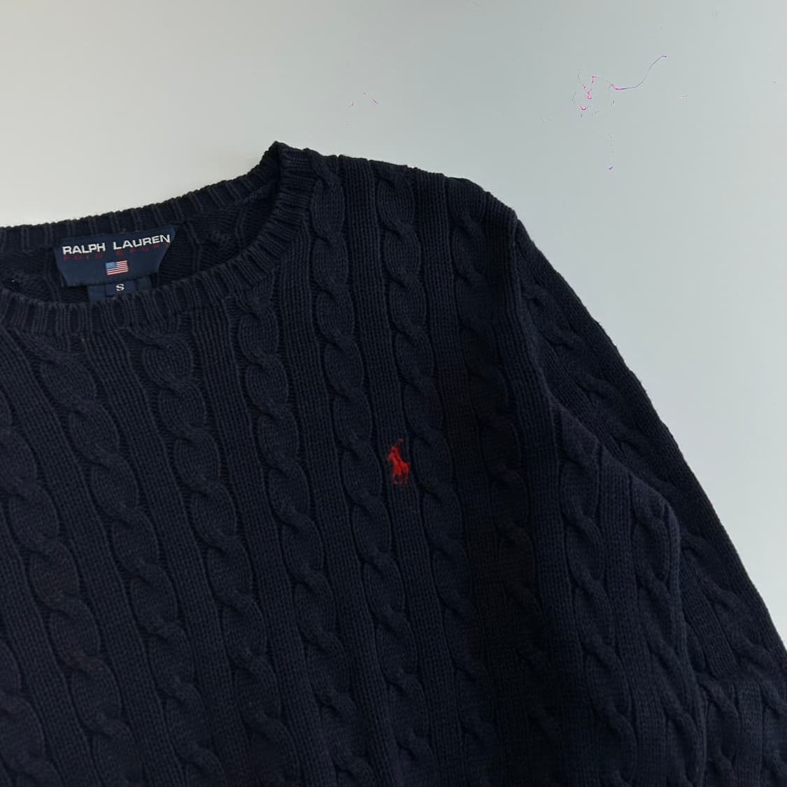 Polo 폴로 레드포니 네이비 크롭케이블 니트 상품이미지4