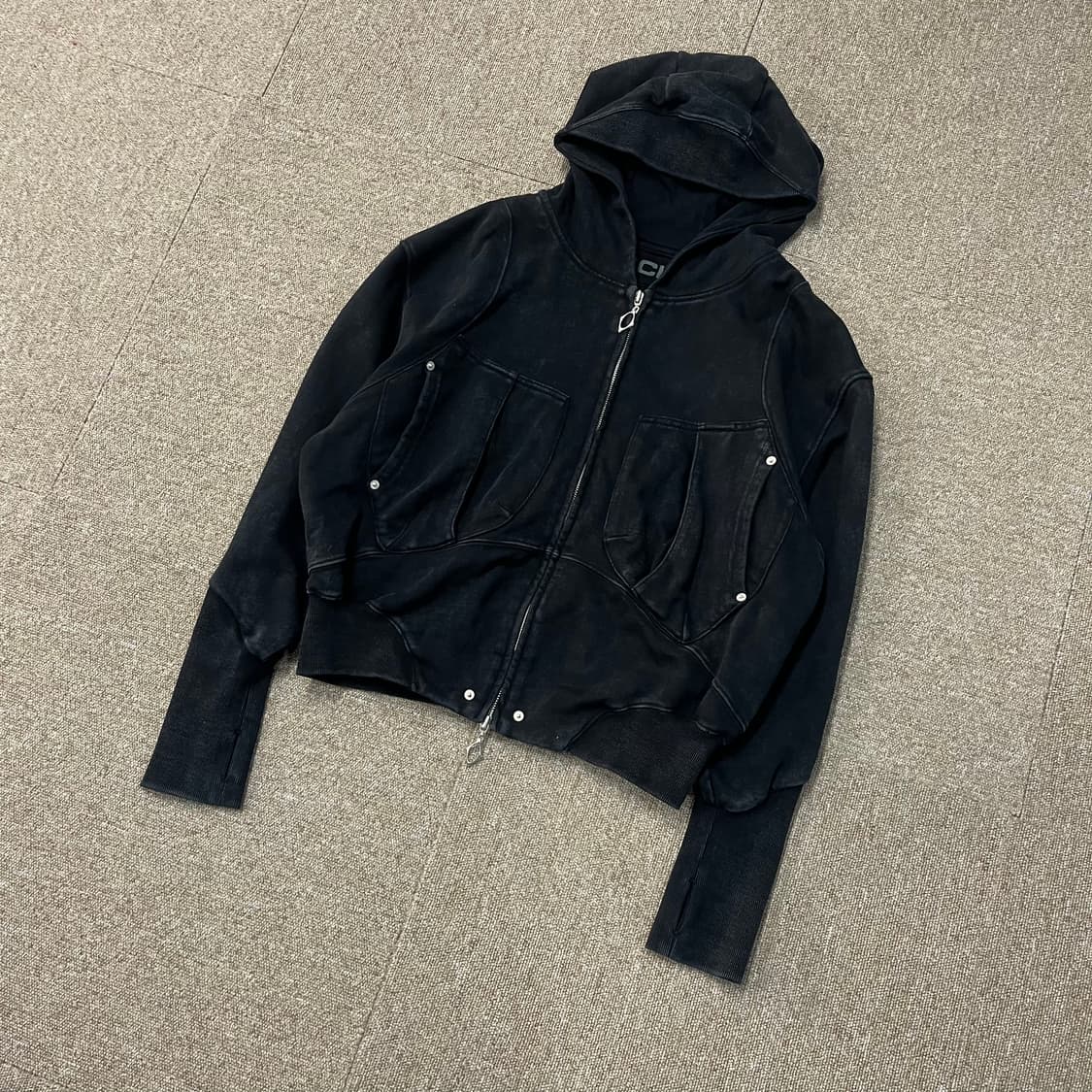 미스치프 빅포켓 워시드 투웨이 후드집업 상품이미지2