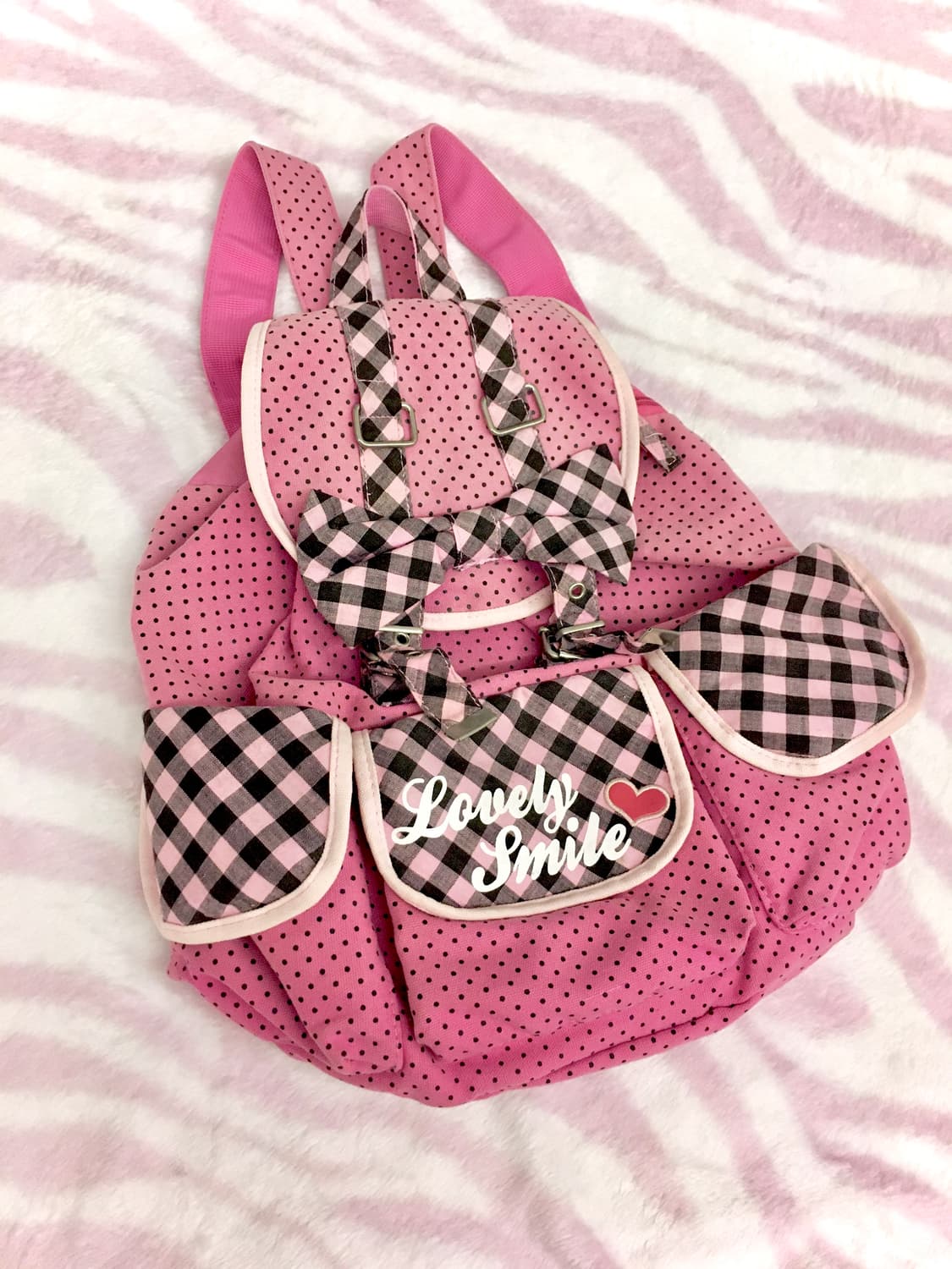 오네갸루 소악마 도트 체크리본 쓰리포켓 백팩 헤이세이 갸루 핀터레스트 상품이미지2