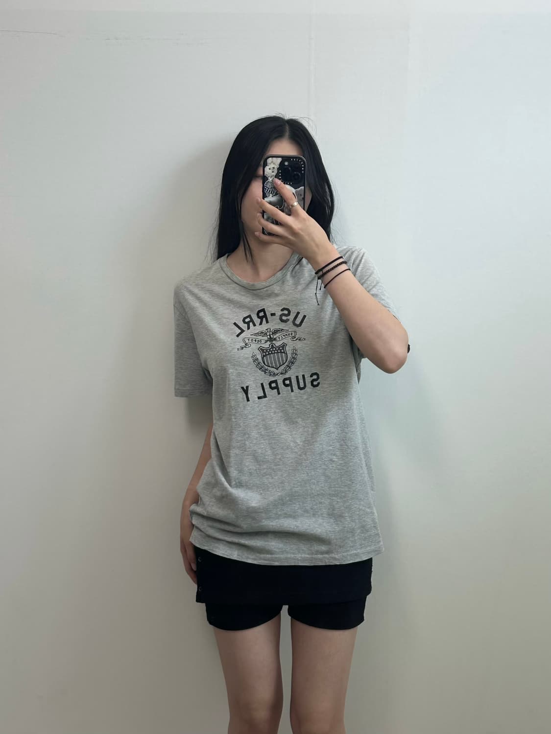 더블알엘 스펠아웃 그레이 반팔 티셔츠 상품이미지1