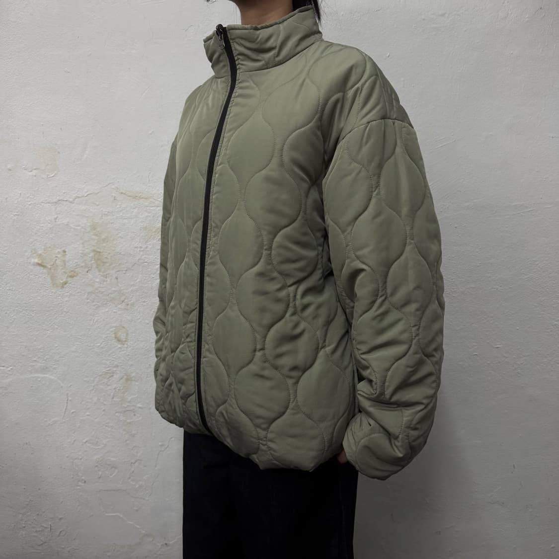 s.satisfaction 올리브컬러 리버시블 퀄팅 집업 자켓 상품이미지1