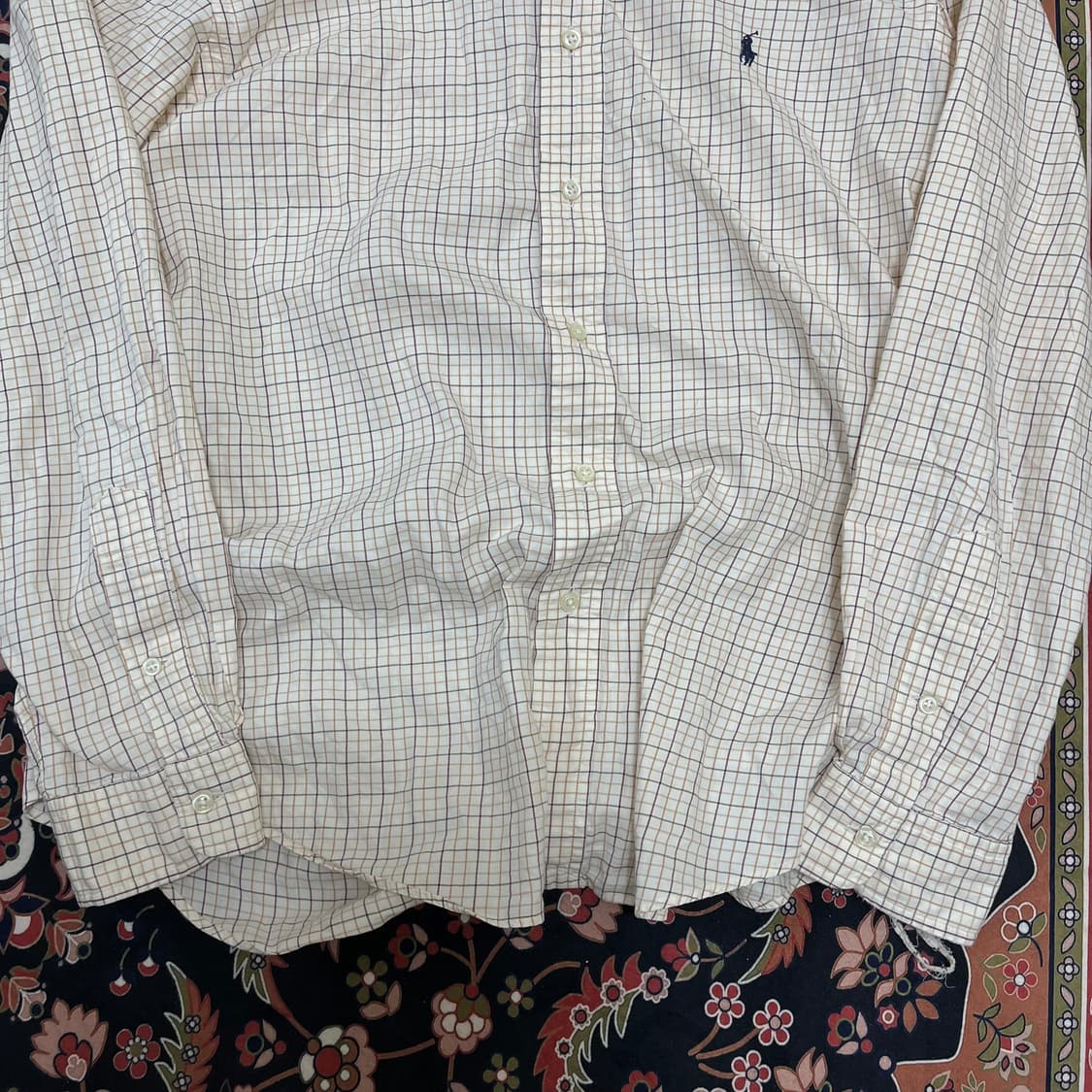 폴로 랄프로렌 버튼다운 베이지 체크 셔츠 XL/105 상품이미지5