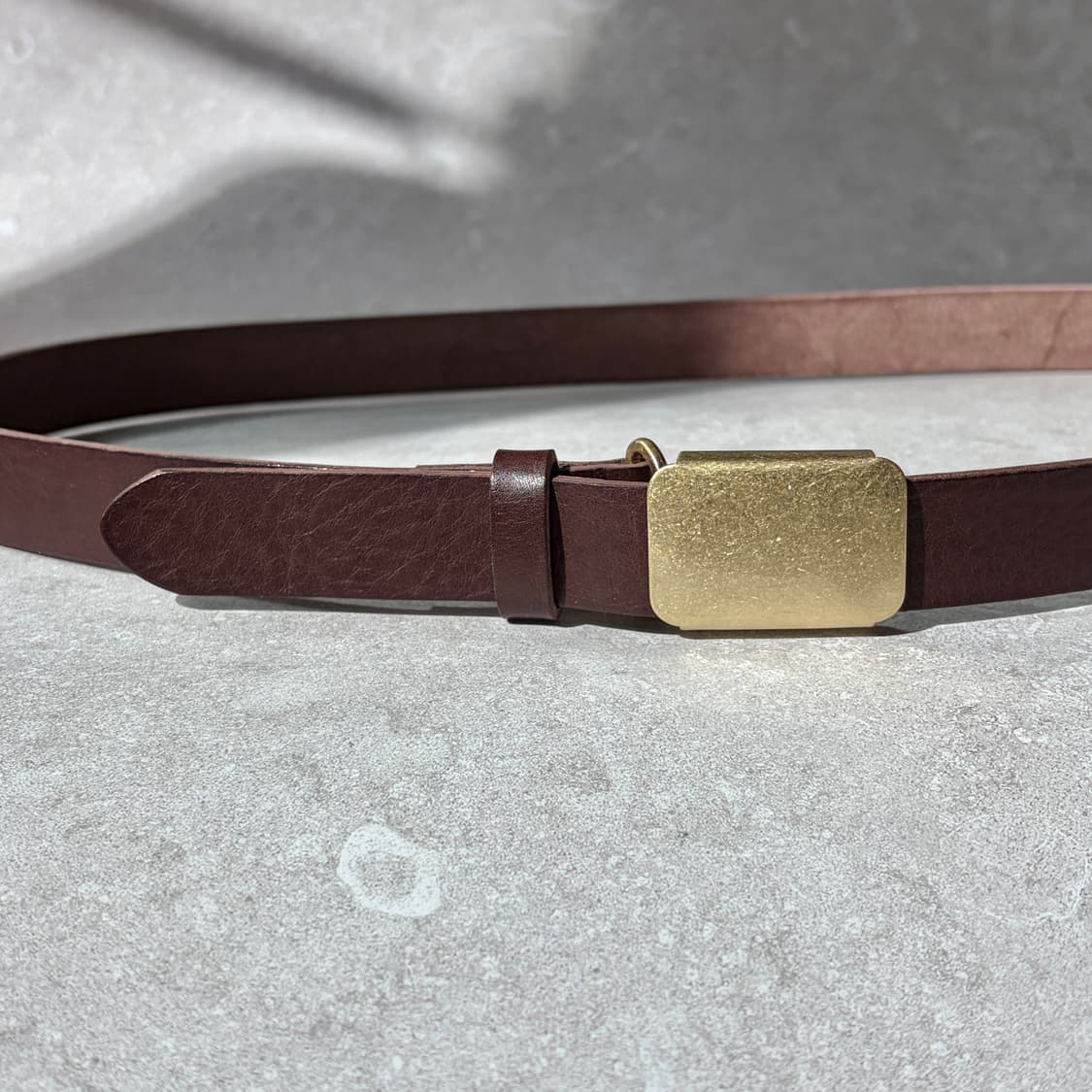 Oribell 미니멀 빈티지 골드 스틸 버클 이태리 베지터블 벨트 상품이미지4