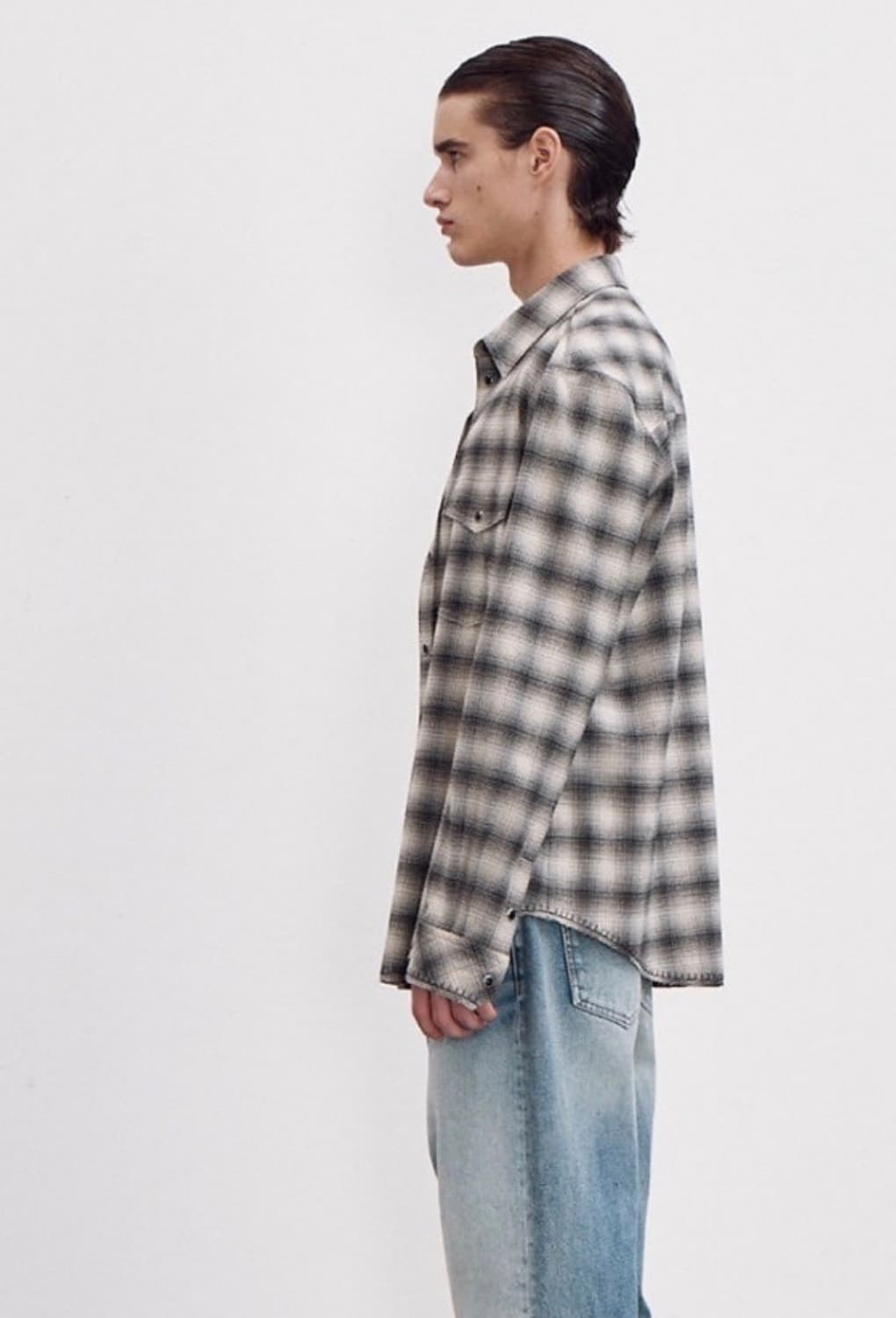 L사이즈 렉토(RECTO) 옴브레 체크 셔츠 상품이미지7