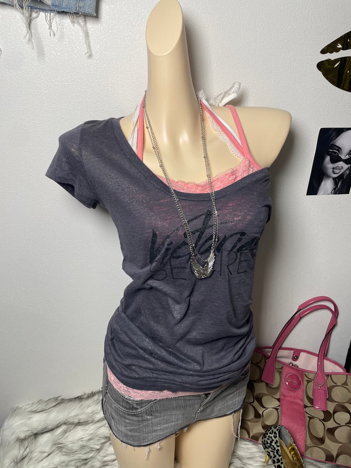 Victoria secret 오네갸루 글리터 오프숄더 반팔티 상품이미지1