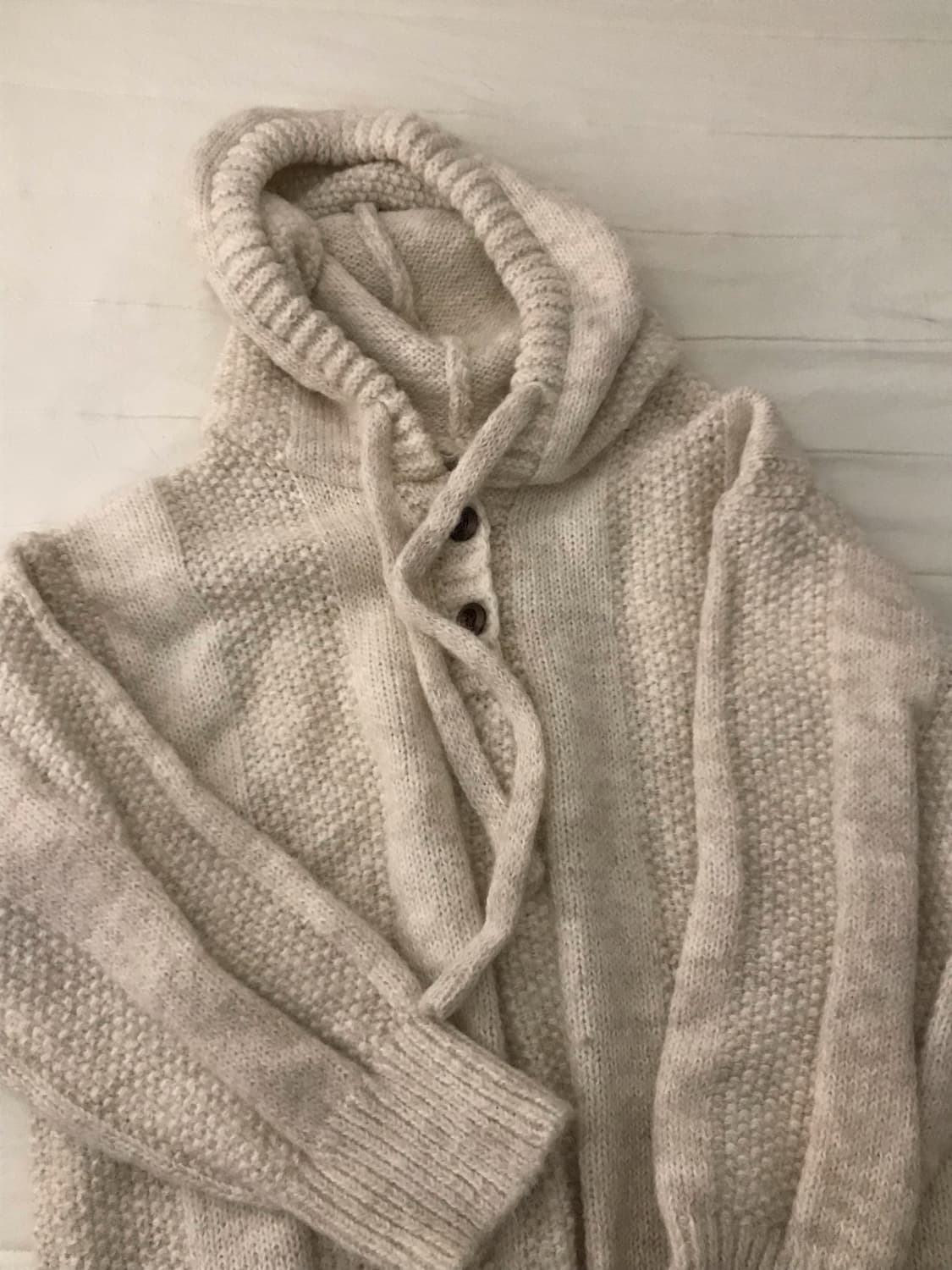 아이보리 니트 후드티 상품이미지1