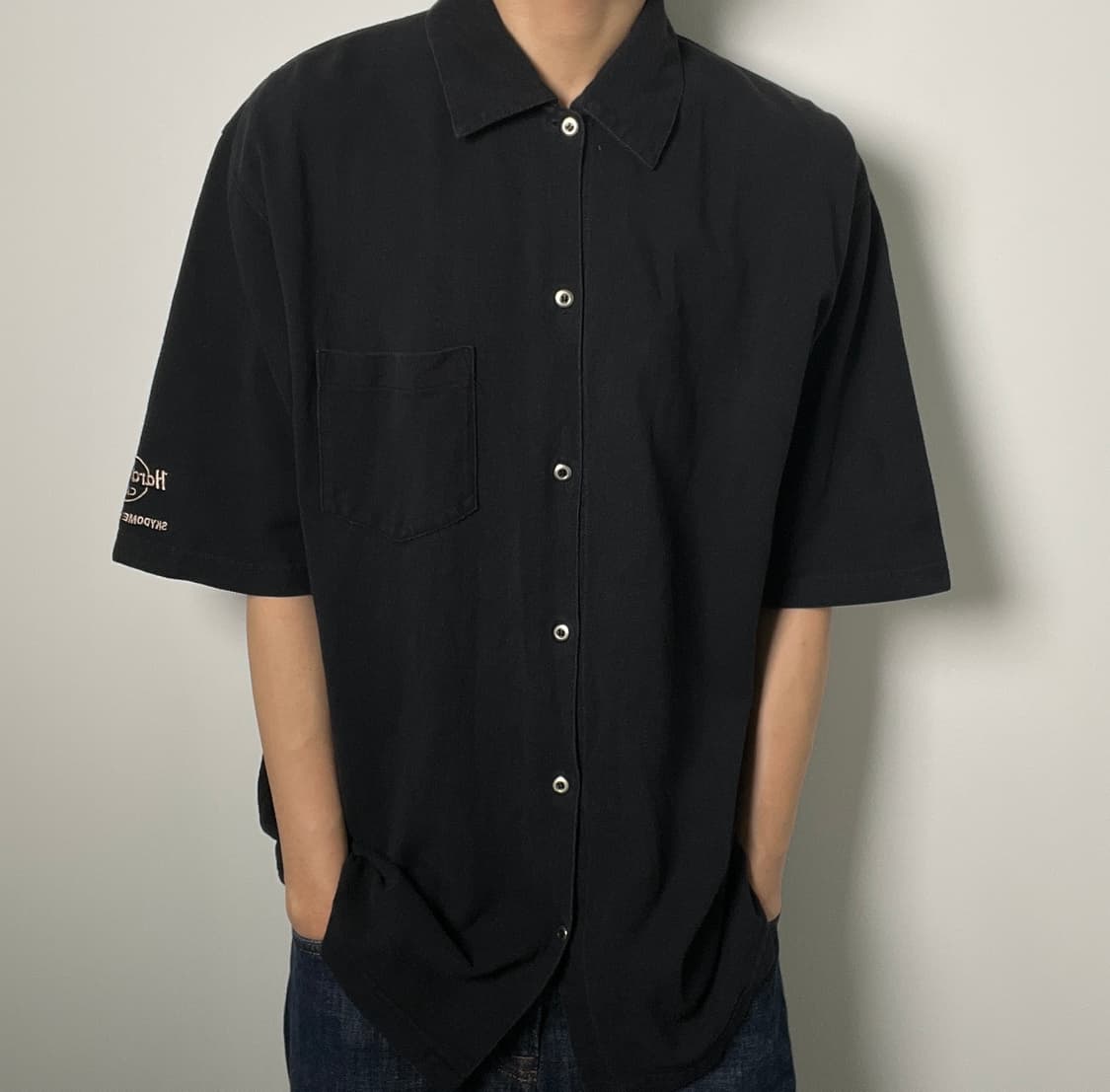 하드락카페 블랙 코튼 반팔 셔츠  상품이미지1