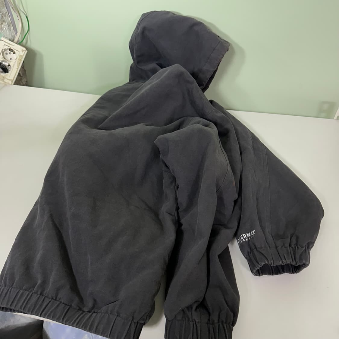 L-XL 커버낫 오버핏 빈티지워시드 투웨이 진그레이 후디 액티브점퍼 상품이미지5