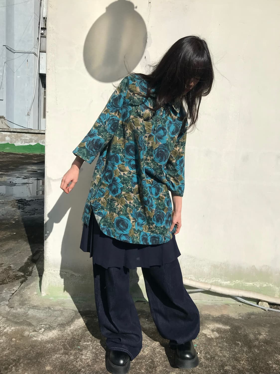 빈티지 블루 로즈 원피스 상품이미지5