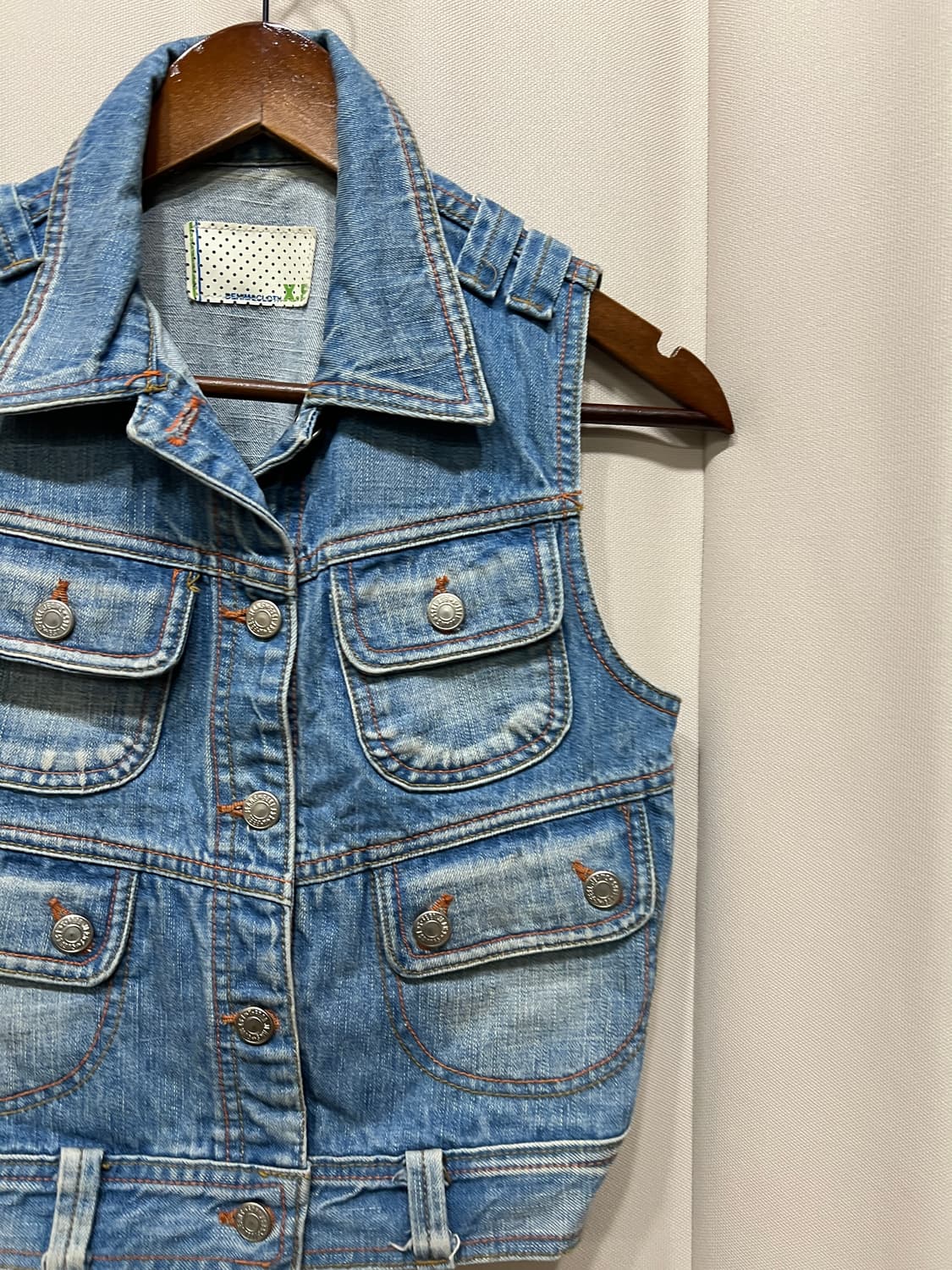 빈티지 여성 멀티포켓 데님 베스트 자켓  상품이미지4