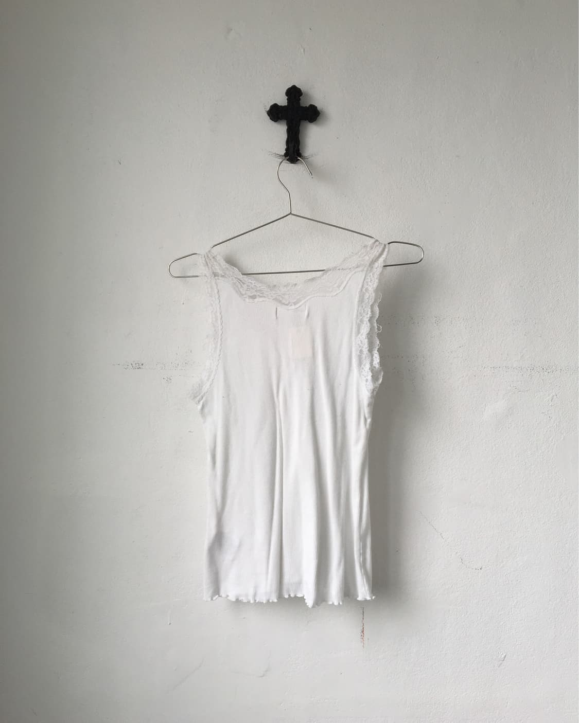 Lace trimming ribbed sleeveless 상품이미지3