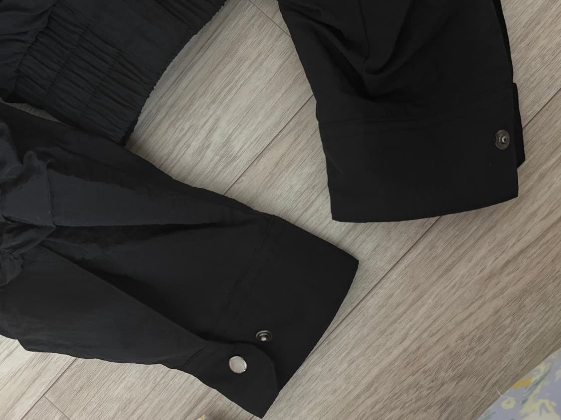 트리밍버드 나일론 셔링 셋업 집업 블랙 상품이미지6