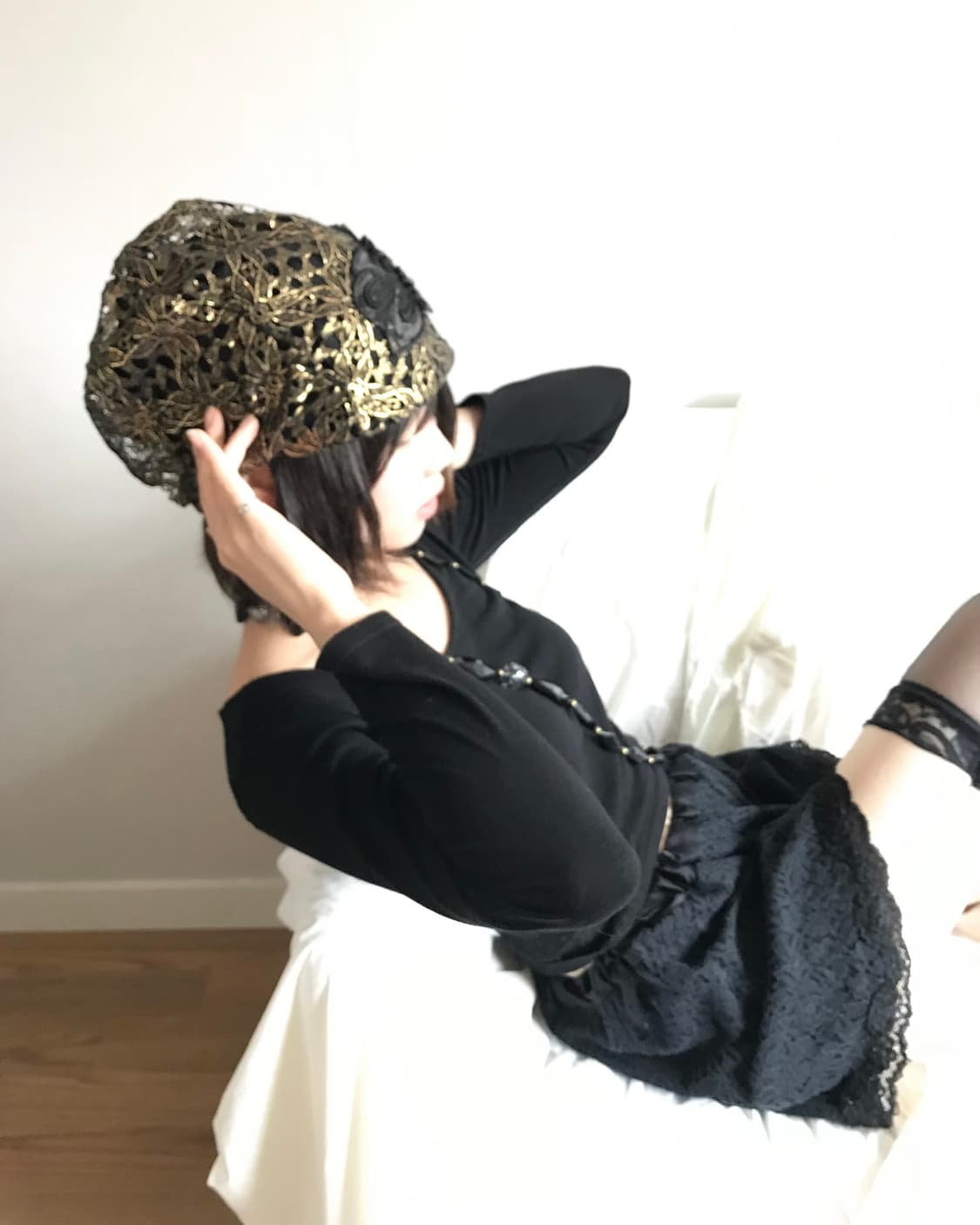 Gold&Black flower lace binnie 상품이미지2