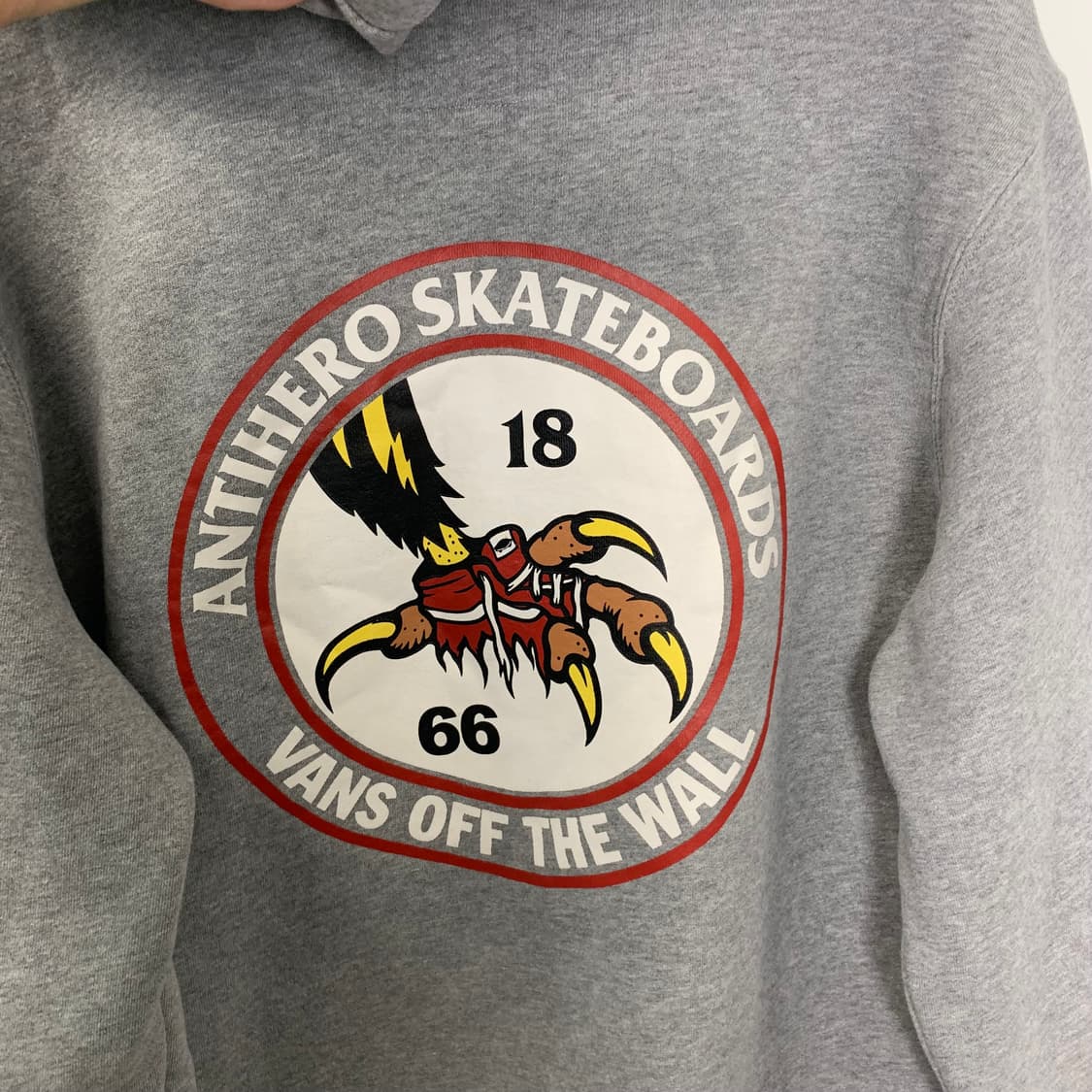 반스 체커보드 백로고 그레이 후드집업 상품이미지5