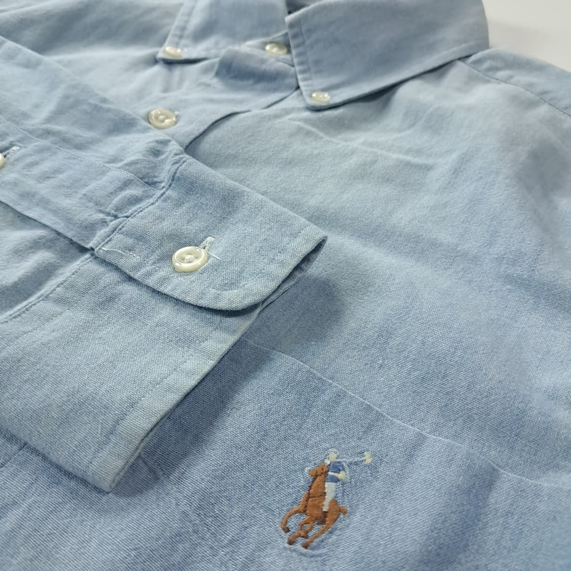 CK217 S 폴로 90s 필리핀판 빅셔츠 샴브레이 셔츠 남방 상품이미지4