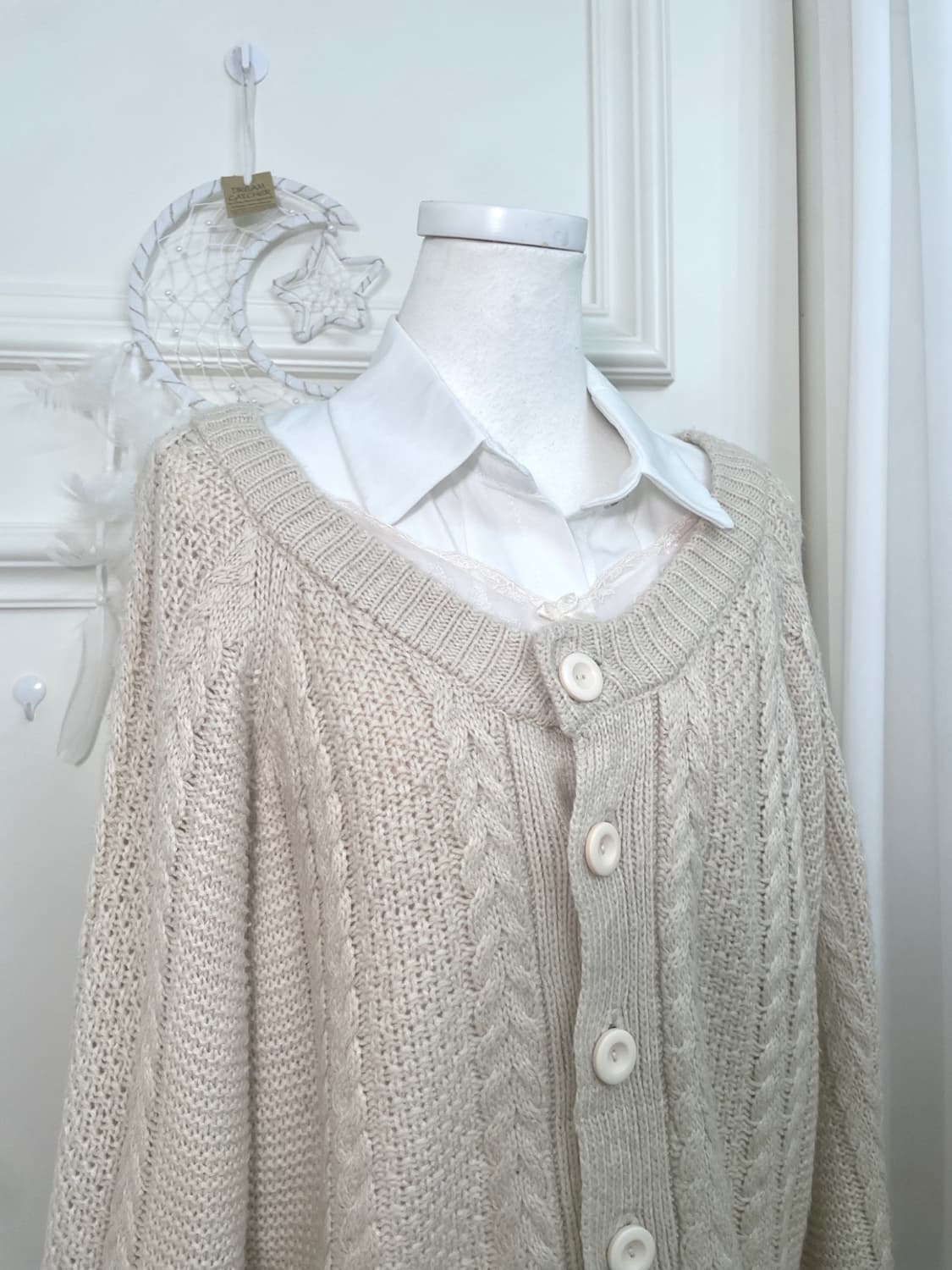pink ivory twist loose cardigan(size-38) 상품이미지6